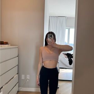 Aritzia Blush V-Neck Crop Top